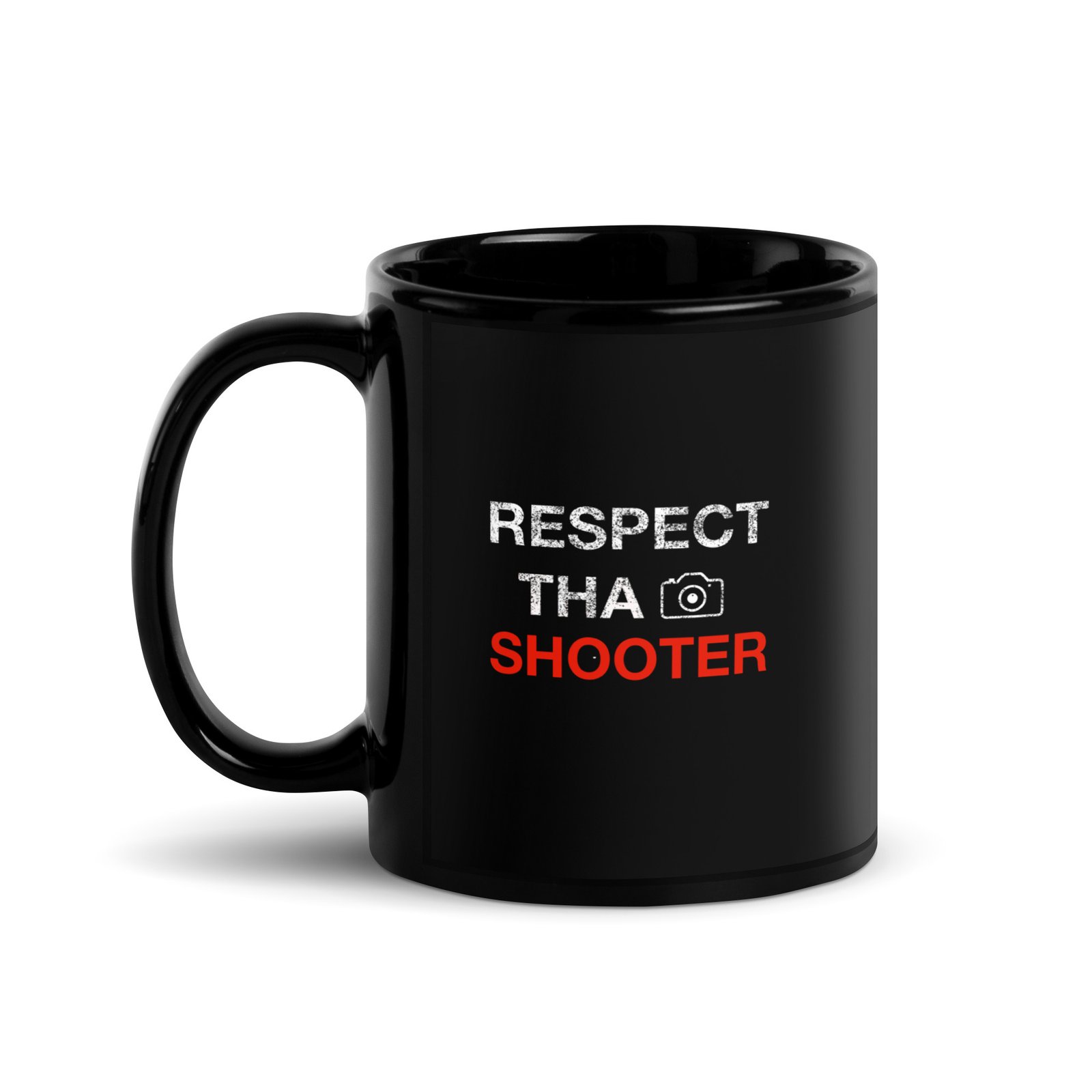 Respect Tha Shooter Black Glossy Mug - Image 3