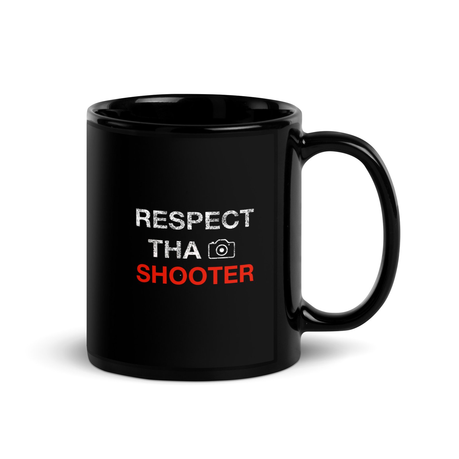 Respect Tha Shooter Black Glossy Mug - Image 2